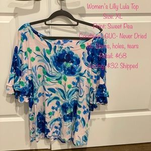 Lilly Pulitzer Sweet Pea Lula Top XL GUC